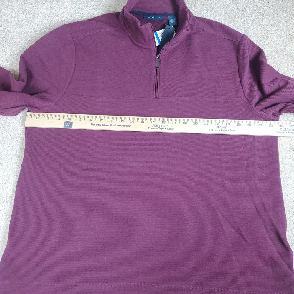 Perry‎ Ellis Men's  1/4 Zip Pullover Size XL  Burgundy Long Sleeve NWTGS